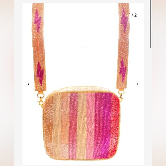 Vintage Handbags - Pink Lightning Beaded Box Purse